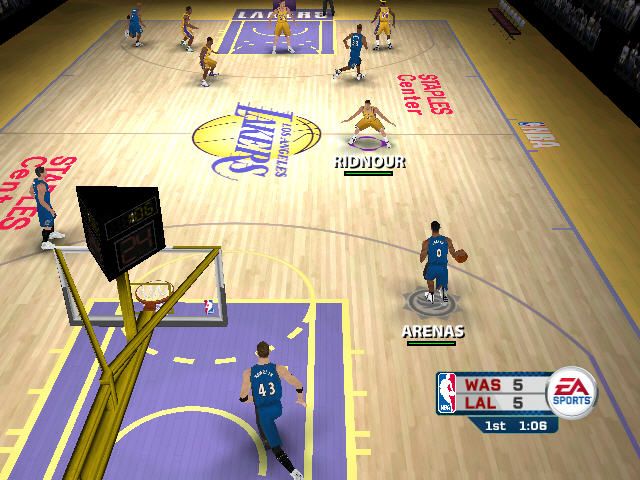 NBA Live 06 (Windows) screenshot: Arenas brings the ball up