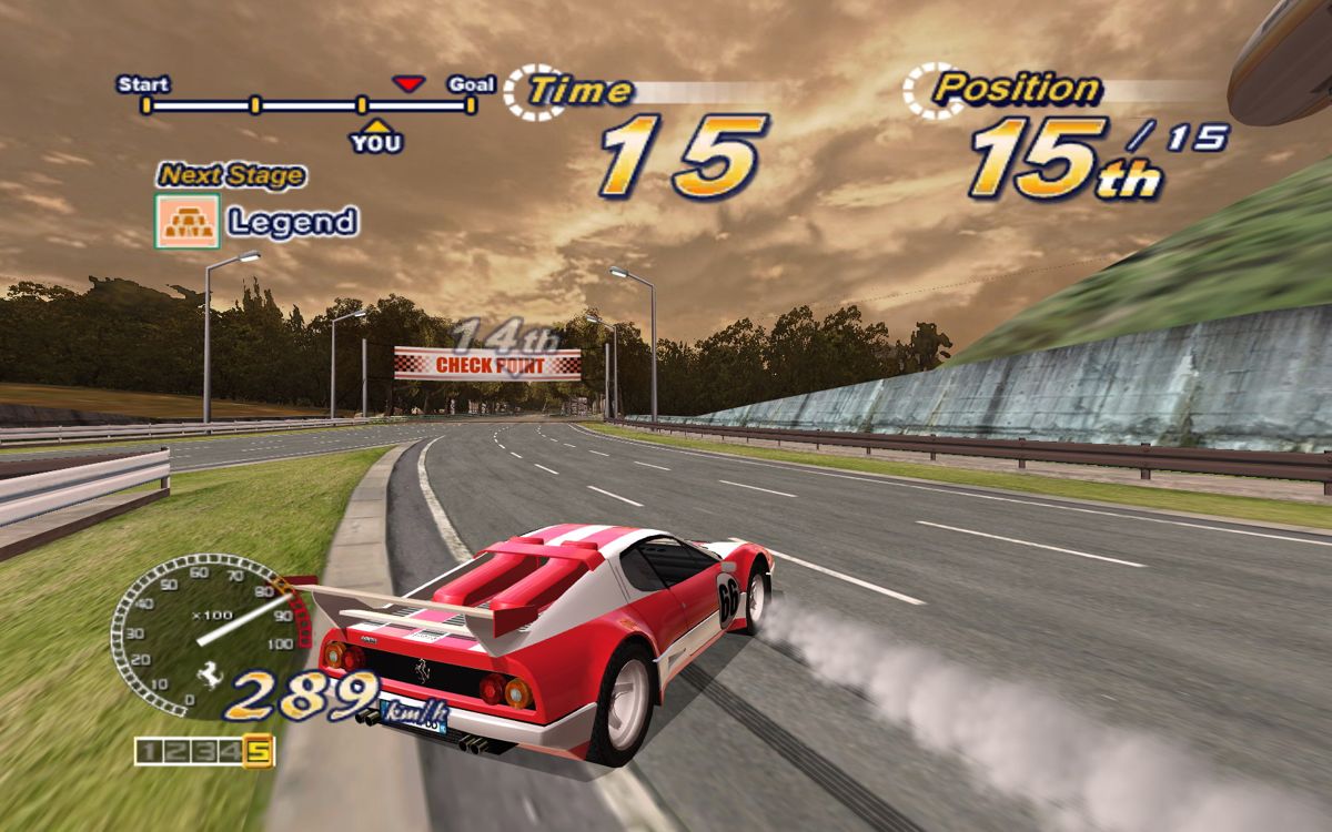 OutRun 2006: Coast 2 Coast (Windows) screenshot: Every aspect of the classic Outrun is maintained here: Racing through checkpoints