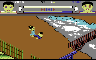 Thai Boxing (Commodore 64) screenshot: Fighting on top of a mountain