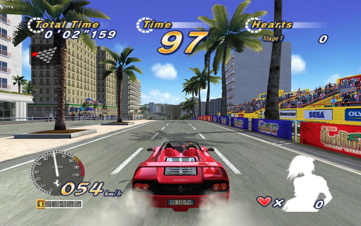 OutRun 2006: Coast 2 Coast (Windows) screenshot: Burning out just after crossing the start line
