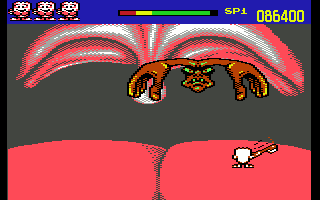 Harald Hårdtand: Kampen om de rene tænder (Commodore 64) screenshot: 1st boss