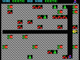 Fruity Frank (MSX) screenshot: A new level. The levels can be played at three different speeds.