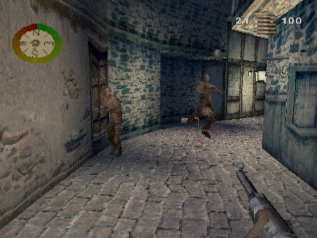 Medal of Honor (PlayStation) screenshot: A street battle in France