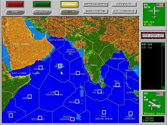 5th Fleet (DOS) screenshot: Air Mission Adjustment...