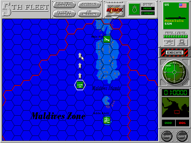 5th Fleet (DOS) screenshot: Ops Map with Hex Grid...