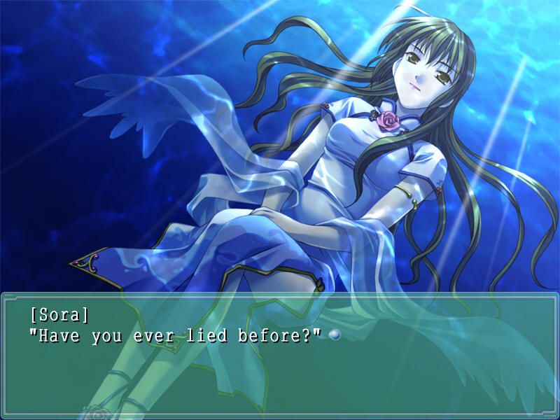 Ever17: The Out of Infinity (Windows) screenshot: What secrets does Sora hide?