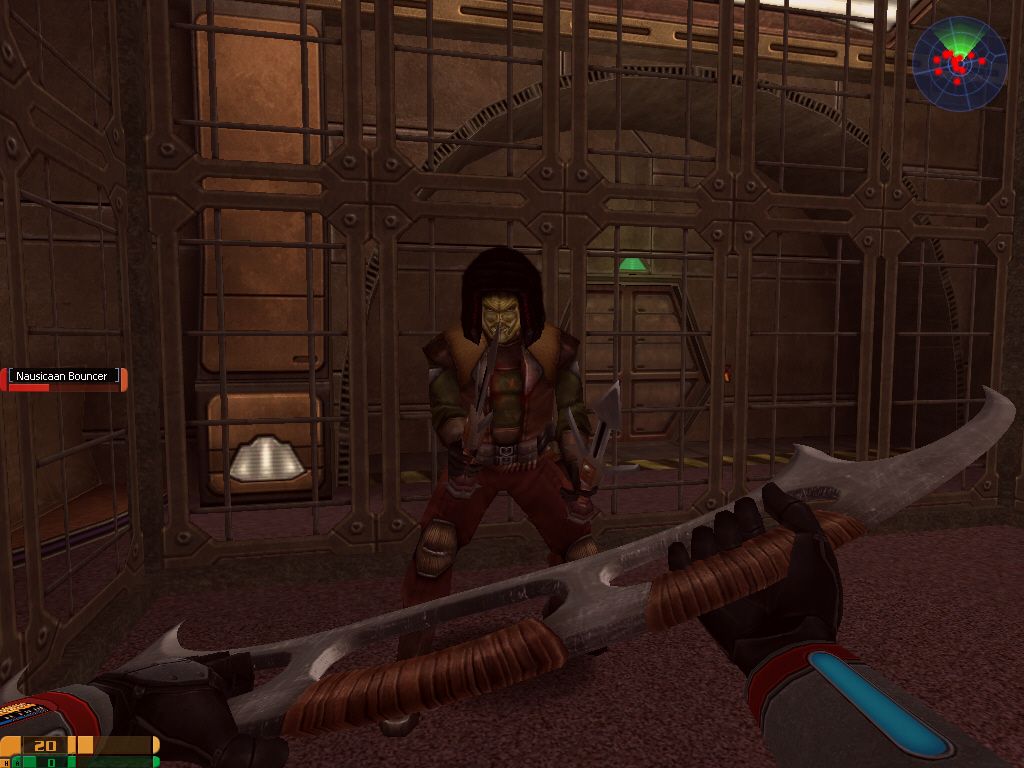 Star Trek: Elite Force II (Windows) screenshot: Fighting with the Bakaral, a close range melee weapon