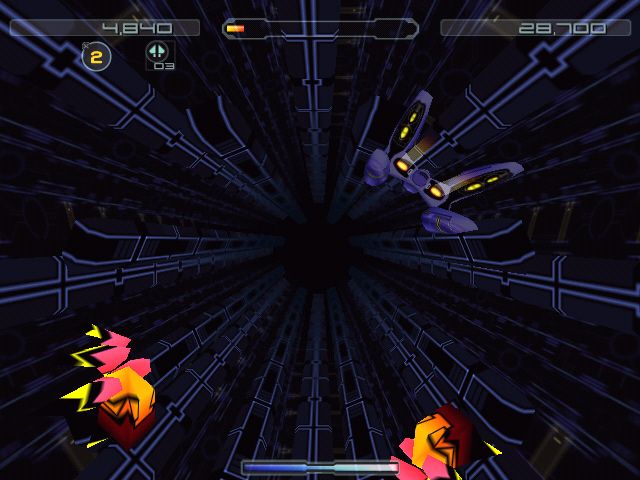 Juno Nemesis Remix (Windows) screenshot: The enemies will creep on the walls in an effort to destroy