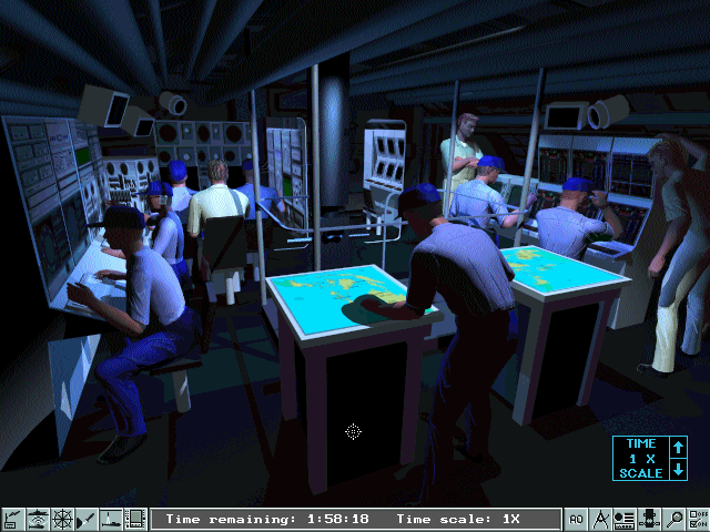 Fast Attack: High Tech Submarine Warfare (DOS) screenshot: Main Game Screen