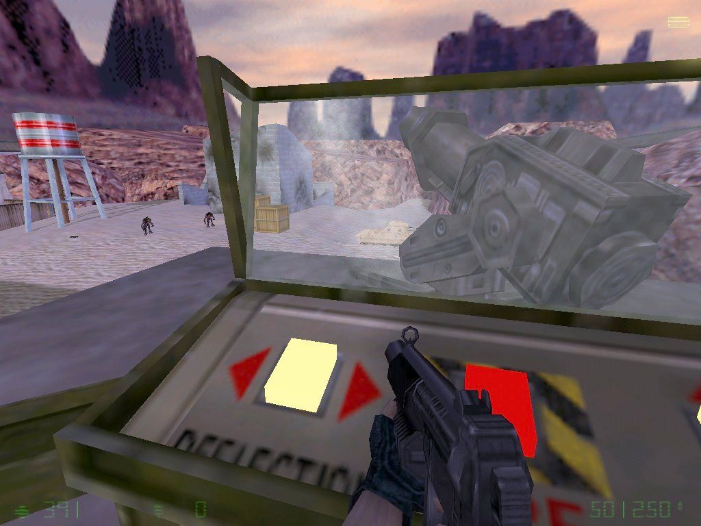 Half-Life: Opposing Force (Windows) screenshot: Shooting with a mortar turret