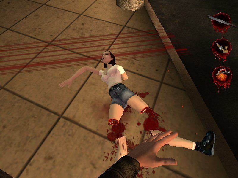 Postal²: Apocalypse Weekend (Windows) screenshot: With the machete or the scythe you can chop off arms, legs and heads