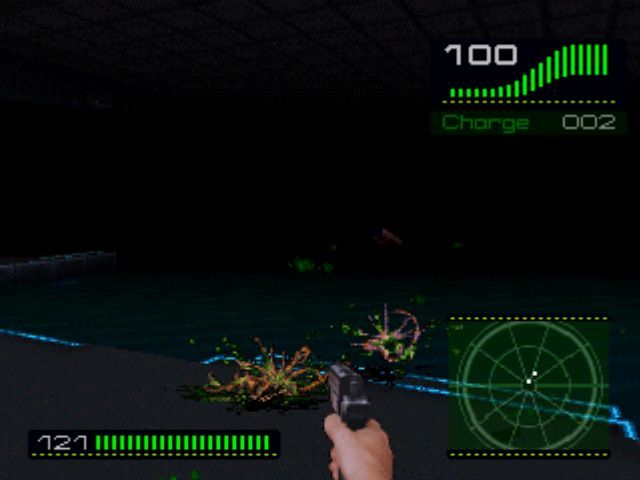 Alien Trilogy (PlayStation) screenshot: Lots of Facehuggers in this pool