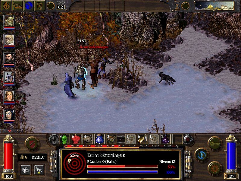 Arcanum: Of Steamworks & Magick Obscura (Windows) screenshot: Fighting in the snow, it's like winter sports