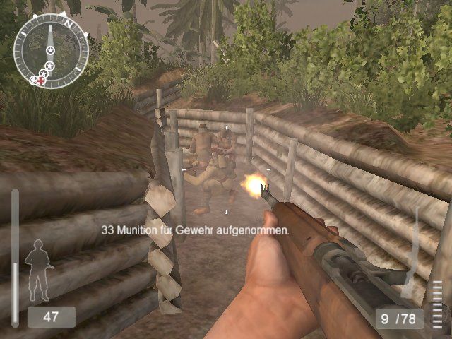 Medal of Honor: Pacific Assault (Windows) screenshot: Fire fights at the trenches