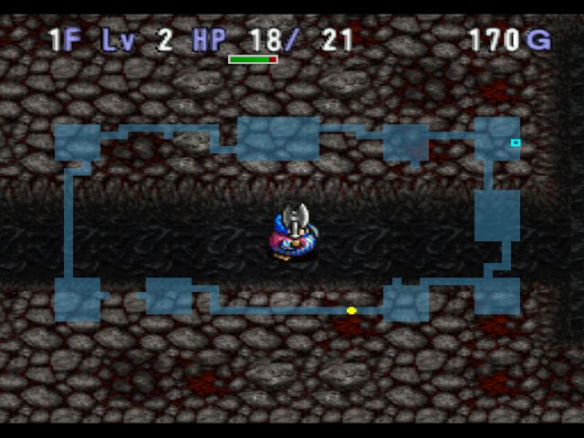 World of Dragon Warrior: Torneko - The Last Hope (PlayStation) screenshot: Dunegons are generated randomly. Some are easy to navigate, some have lots of turns and twists.