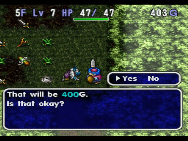 World of Dragon Warrior: Torneko - The Last Hope (PlayStation) screenshot: Dungeons sometimes feature a shopkeeper who will buy and sell items