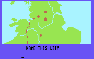 Maps Britain (Commodore 64) screenshot: Quiz - Do you know the name of this large city?