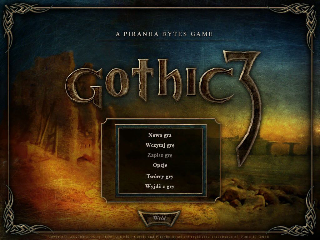 Gothic 3 (Windows) screenshot: Main menu