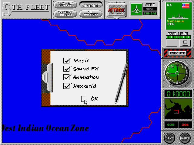 5th Fleet (DOS) screenshot: Game Details Adjustment...