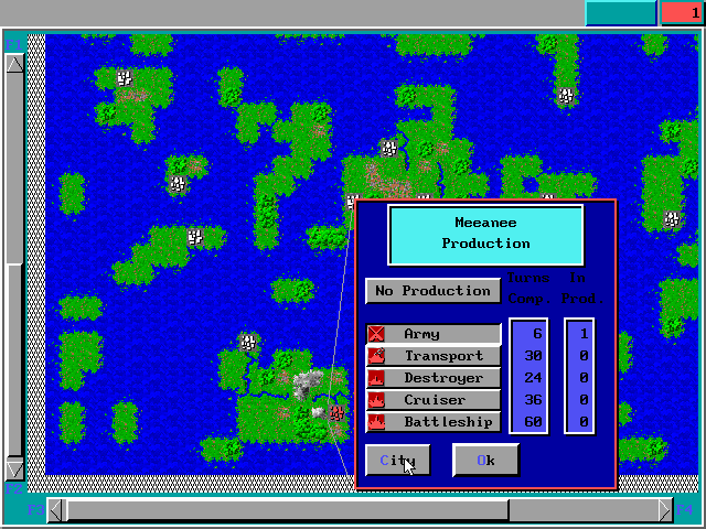 Empire Deluxe (DOS) screenshot: City Production Details