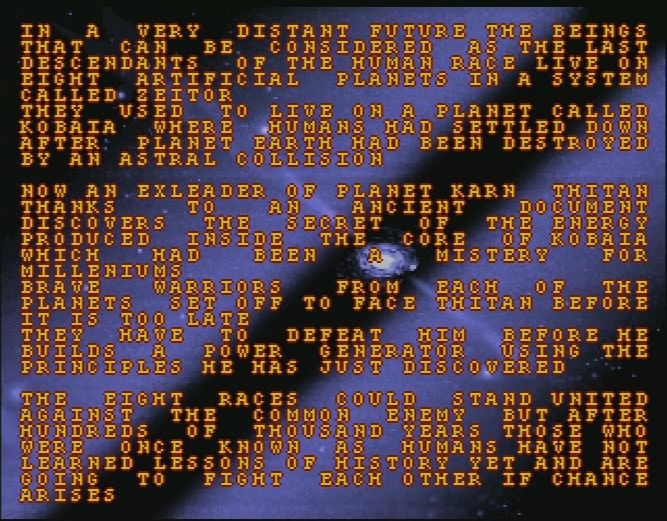OloFight (Amiga) screenshot: The background story