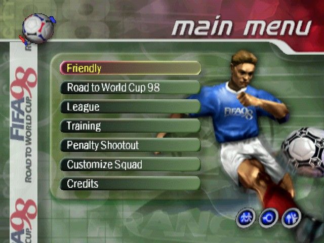 FIFA: Road to World Cup 98 (PlayStation) screenshot: Main menu