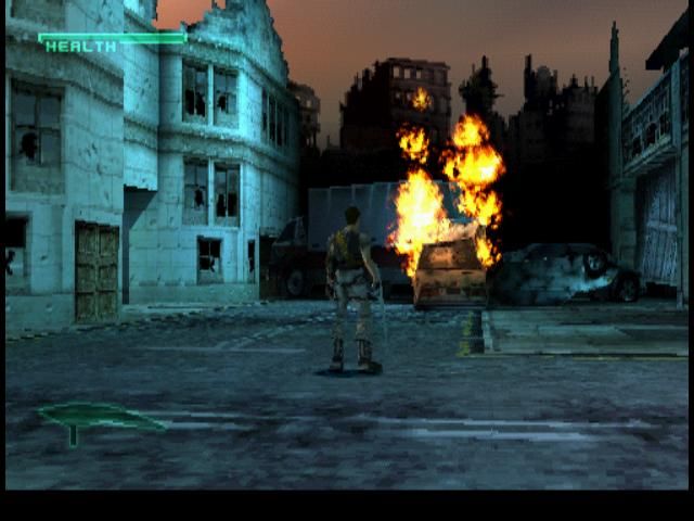 C-12: Final Resistance (PlayStation) screenshot: What's left of the city after the alien attacks