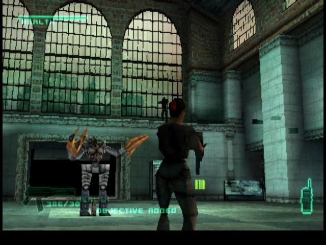 C-12: Final Resistance (PlayStation) screenshot: Ambush in a monorail station