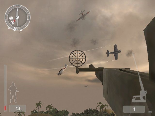 Medal of Honor: Pacific Assault (Windows) screenshot: Shooting some hostile planes