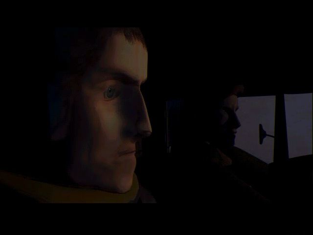 Another War (Windows) screenshot: Intro shot; a close up of the protagonist and the truck driver.
