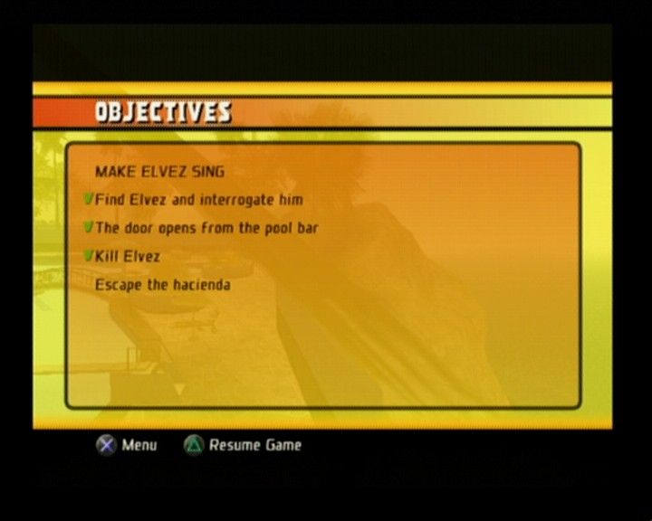 Total Overdose: A Gunslinger's Tale in Mexico (PlayStation 2) screenshot: Your mission objectives