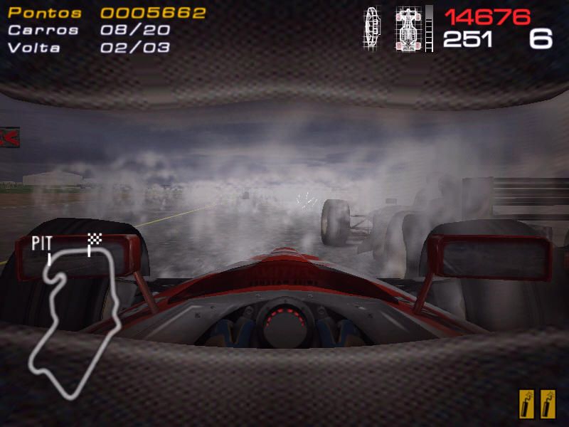 Warm Up! (Windows) screenshot: Helmet view, basically the cockpit view with an helmet overlay