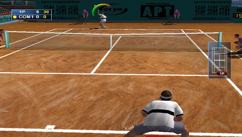 Agassi Tennis Generation 2002 (Windows) screenshot: Behind camera, great to avoid playing facing down.