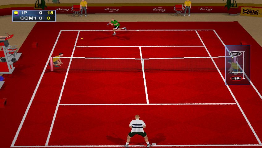 Agassi Tennis Generation 2002 (Windows) screenshot: The carpet reminds me of Capcom Sports Club.