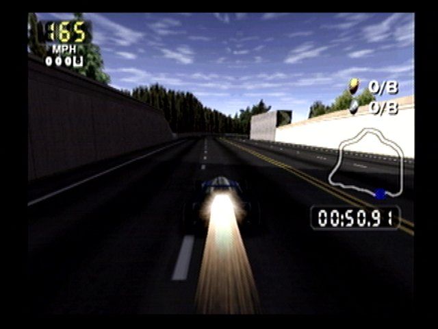 San Francisco Rush 2049 (Dreamcast) screenshot: The second track, Haight