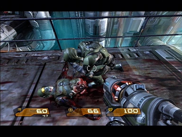 Quake 4 (Xbox 360) screenshot: Your allies really do take a beating in this game