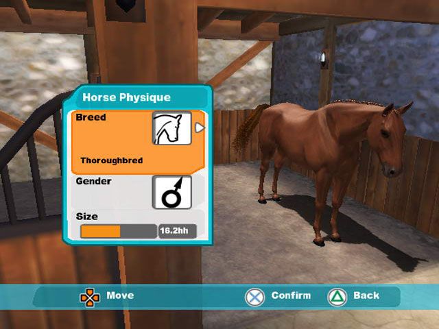 Lucinda Green's Equestrian Challenge (PlayStation 2) screenshot: Front-End - Create Horse - Horse Physique