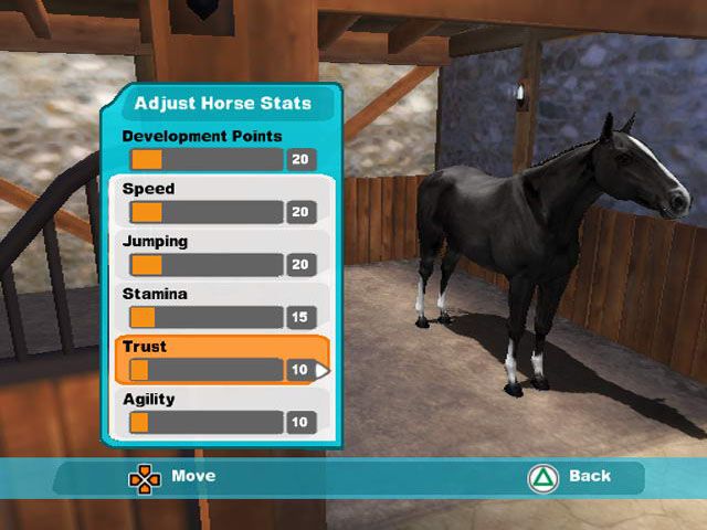 Lucinda Green's Equestrian Challenge (PlayStation 2) screenshot: Front-End - Create Horse - Horse Stats