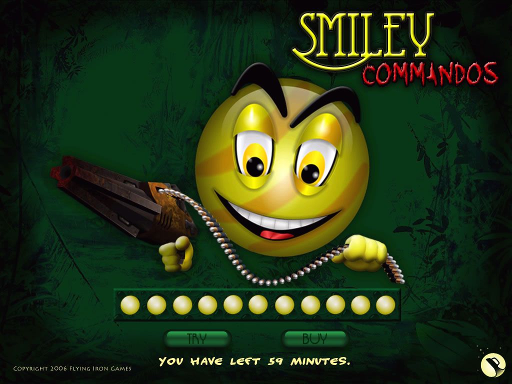 Smiley Commandos (Windows) screenshot: Title screen (shareware version)
