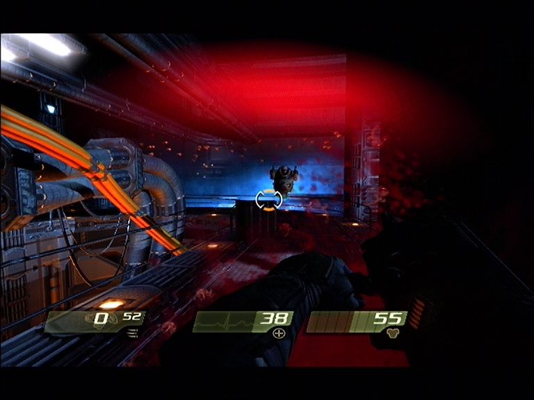 Quake 4 (Xbox 360) screenshot: The blood splatters when you are hit!