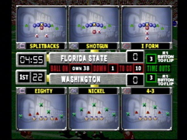 NCAA GameBreaker 2001 (PlayStation) screenshot: Play selection