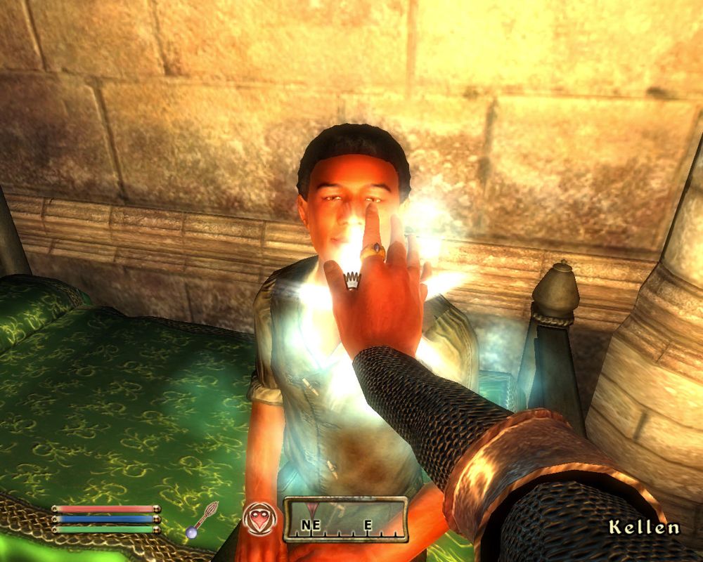 The Elder Scrolls IV: Knights of the Nine (Windows) screenshot: Lifting the curse from a young boy.