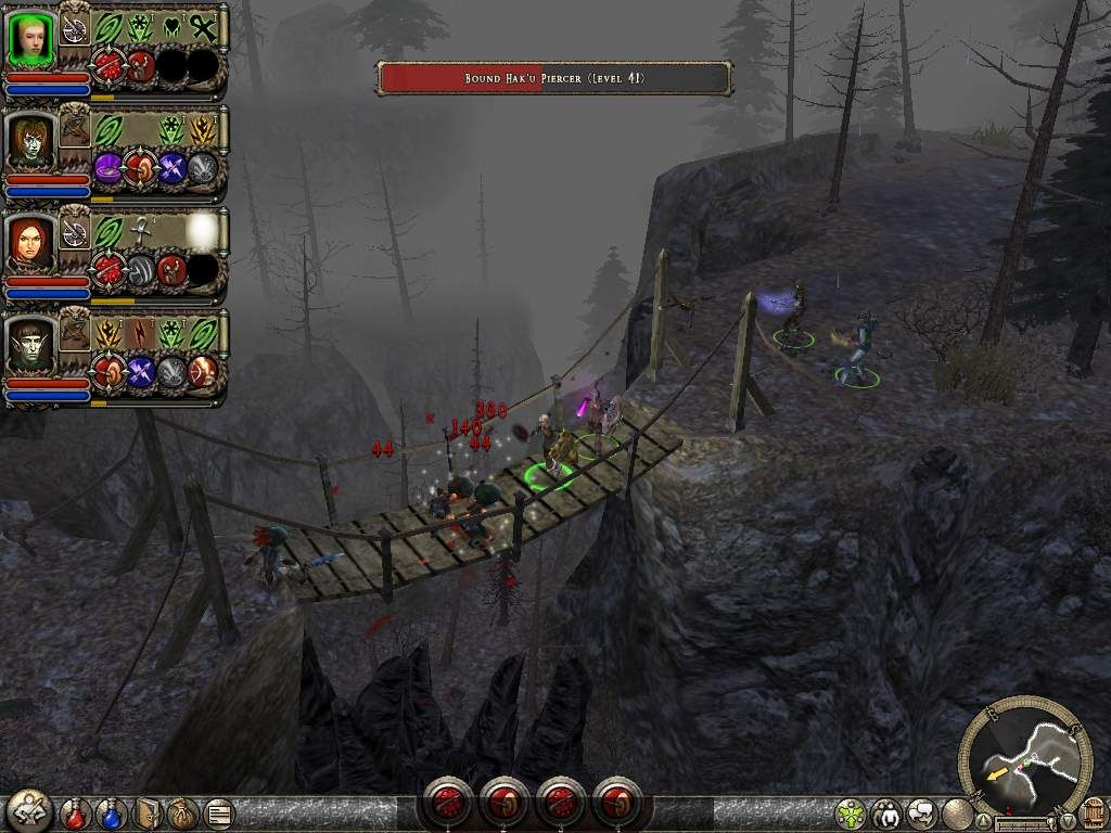 Dungeon Siege II: Broken World (Windows) screenshot: Hak'u are guarding this bridge