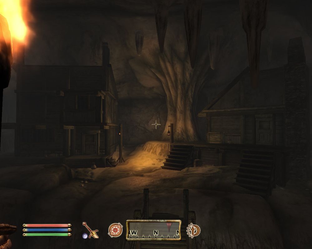 The Elder Scrolls IV: Knights of the Nine (Windows) screenshot: Sundercliff is a big, underground village in the eastern Niben (Mehrunes' Razor - bonus content).