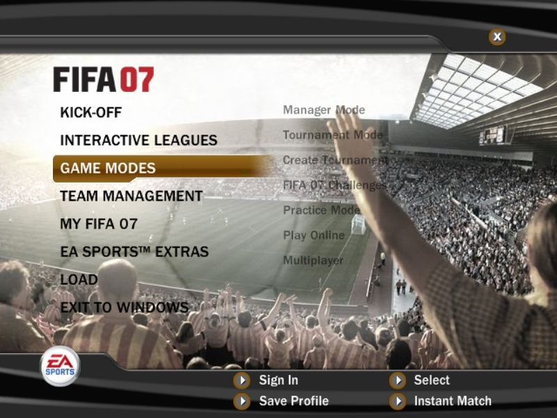 FIFA Soccer 07 (Windows) screenshot: The rather good-looking menus