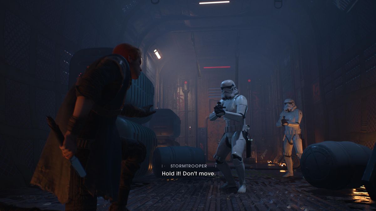 Star Wars: Jedi - Fallen Order (PlayStation 5) screenshot: Facing Stormtroopers