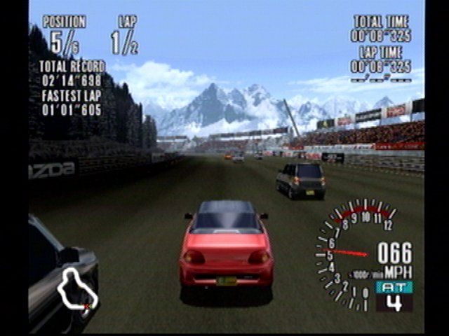 Sega GT (Dreamcast) screenshot: Snowy Mountain course