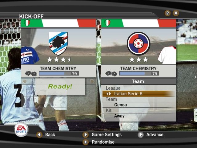 FIFA Soccer 07 (Windows) screenshot: Team selection. The chemistry is just as important as the value.
