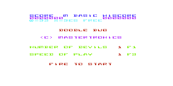 Doodle Bug (VIC-20) screenshot: Title Screen