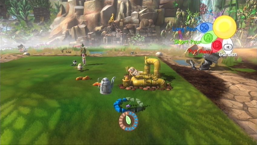 Viva Piñata (Xbox 360) screenshot: Leafos has given a seed for you to grow because you raised a baby Whirlm in your garden.